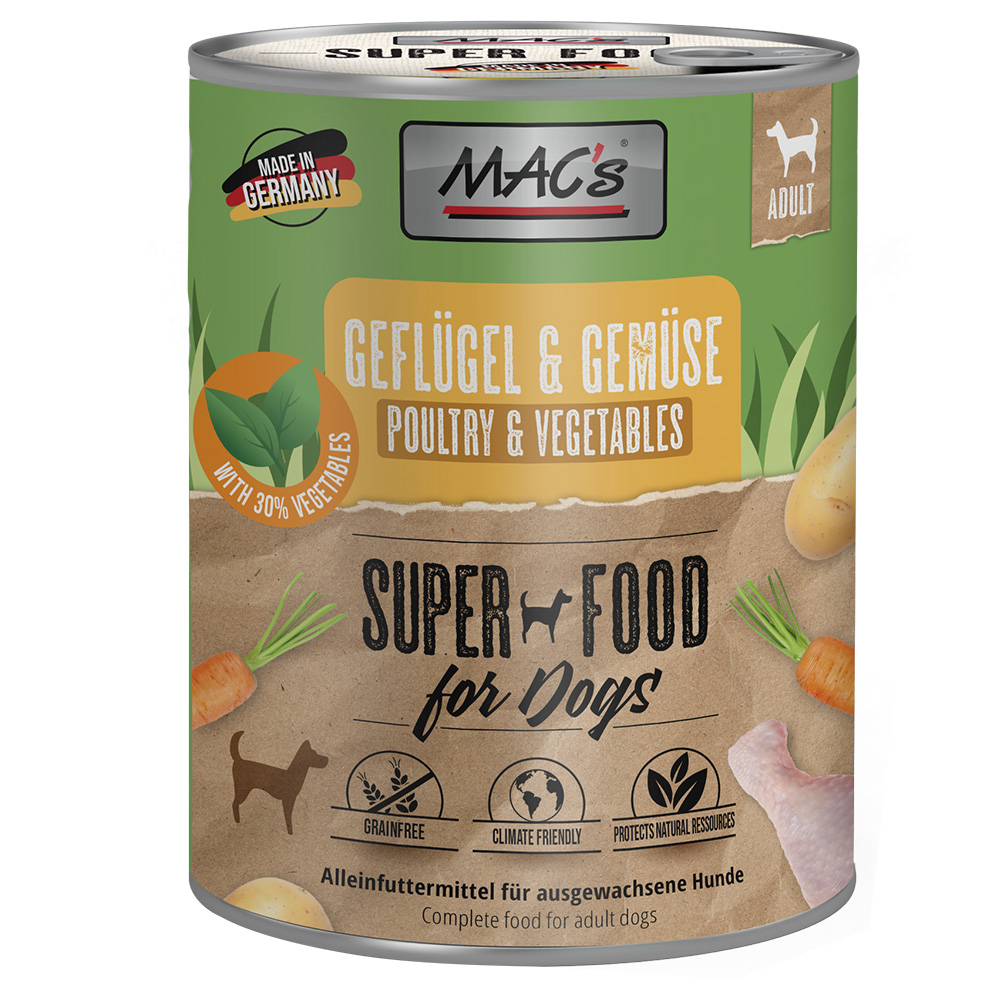 Sparpaket MAC's Nassfutter für Hunde 24 x 800 g - Geflügel & Gemüse Sparpaket MAC's Nassfutter für Hunde 24 x 800 g - Geflügel & Gemüse von MAC's