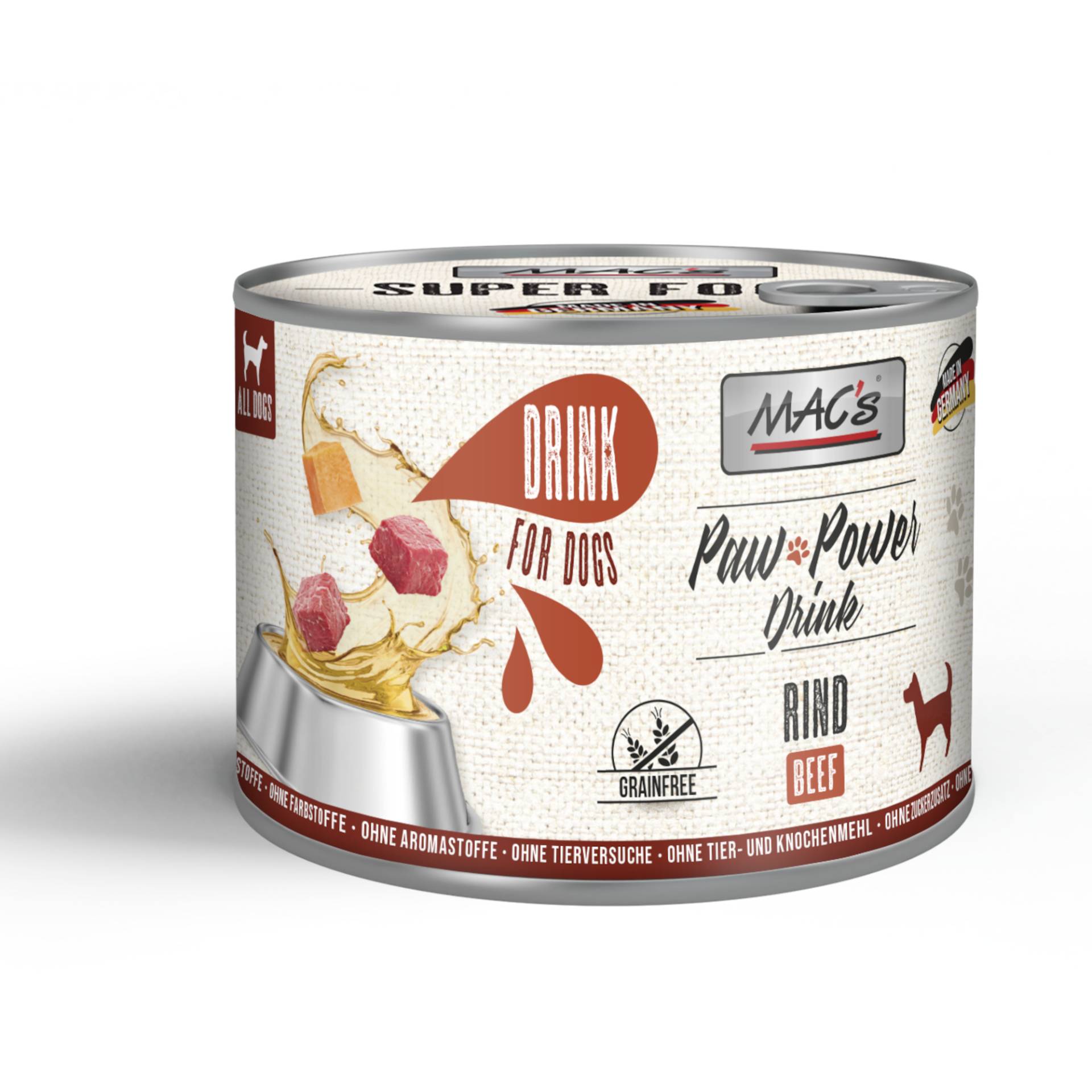 Sparpaket: MAC's Dog Paw Power Drink 12 x 185 g - Rind von MAC's