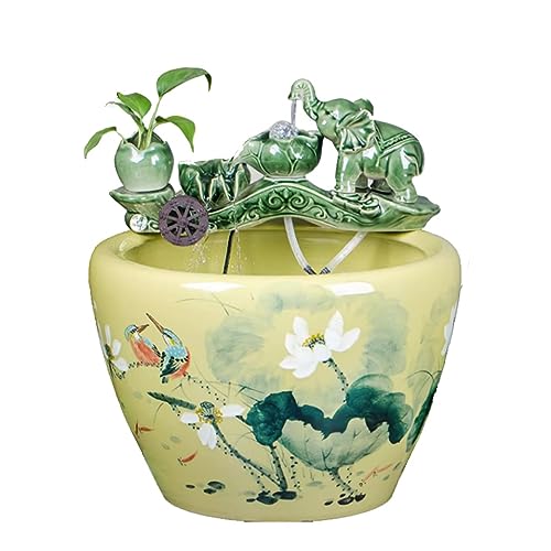 Fischschalen Aquarium Großes Keramik-Fließwasser-Aquarium, Balkon-Wassertank, Landschaftsbau, Wasserzirkulation, Büro, Wohnzimmer, Aquarium Mittelstücke Vase (Size : 52cm) von MACIUM