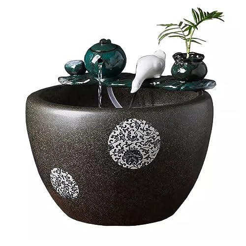 Fischschalen Aquarium Keramik Fließendes Wasser Aquarium Dekoration Büro Wohnzimmer Boden Zirkulierendes Wasser Garten Aquarium Mittelstücke Vase (Size : 33cm) von MACIUM