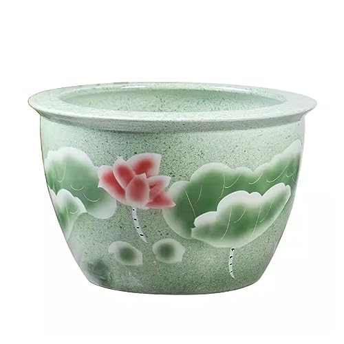 Fischschalen Aquarium Keramik Lotus Seerose Goldfisch Tank Großes Wasser Blumenbecken Wohnzimmer Balkon Innenhof Aquarium Mittelstücke Vase (Size : 53cm) von MACIUM