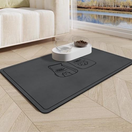 Napfunterlage Hund Katzen Futternapf Unterlage - rutschfest Hundenapf Unterlage, Super Saugfähige Schnelltrocknend Futtermatte für Haustier, 60x40cm Futterunterlage für Katzen Unterlage Katzennapf von MACUNIN