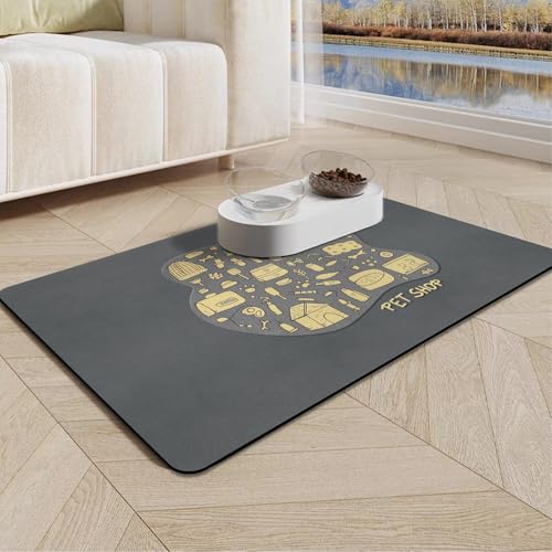 Napfunterlage Hund Katzen Futternapf Unterlage - rutschfest Hundenapf Unterlage, Super Saugfähige Schnelltrocknend Futtermatte für Haustier, 60x40cm Futterunterlage für Katzen Unterlage Katzennapf von MACUNIN
