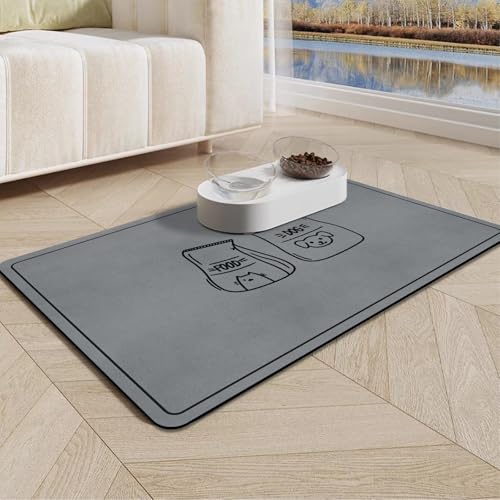 Napfunterlage Hund Katzen Futternapf Unterlage - rutschfest Hundenapf Unterlage, Super Saugfähige Schnelltrocknend Futtermatte für Haustier, 60x40cm Futterunterlage für Katzen Unterlage Katzennapf von MACUNIN