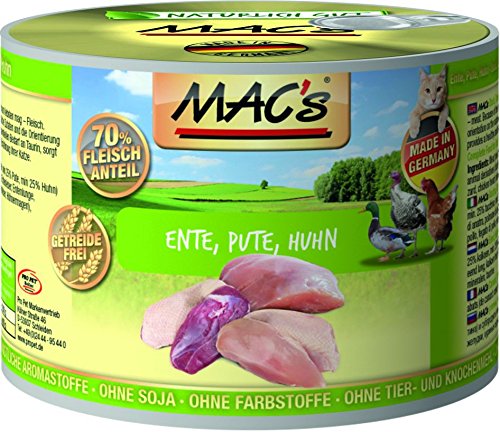 MAC's Cat Ente, Pute & Huhn (getreidefrei) 6 x 200 g von MAC's