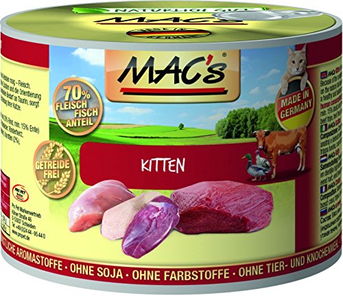 MAC's Cat Kitten Pute, Rind & Ente (getreidefrei) 6 x 200 g von MAC's