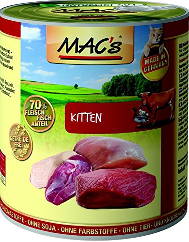 MAC's Cat Kitten Pute, Rind & Ente (getreidefrei) 6 x 800 g von MAC's