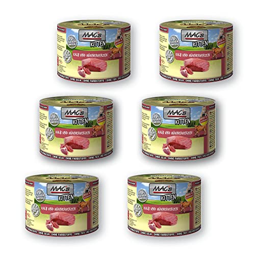 MACs Cat Kitten Kalb & Hühnerherz Getreidfrei 200g Größe 6 x 200g von MAC's