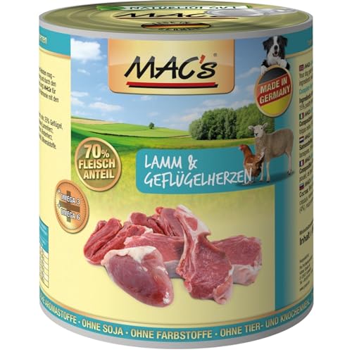 Macs Dog Lamm & Geflügelherzen (6 x 800g Dose) von MAC's