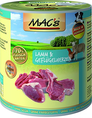 MAC's Dog mit Lamm & Geflügelherzen ( getreidefrei ) 6 x 800 g von MAC's