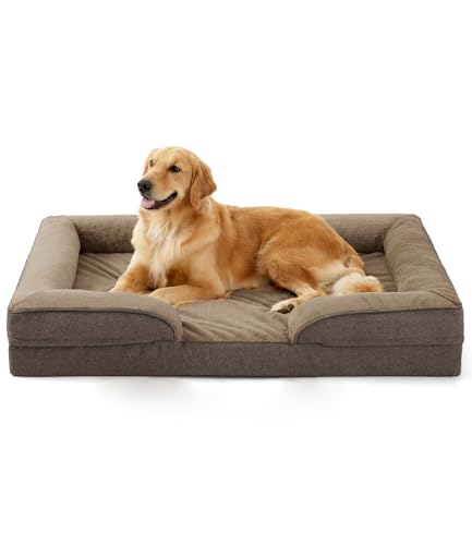 Made4Pets Hundebett für große Hunde mit abnehmbarem, waschbarem Bezug, Dunkelbraun, 122 x 89 x 20 cm von MADE 4 PETS