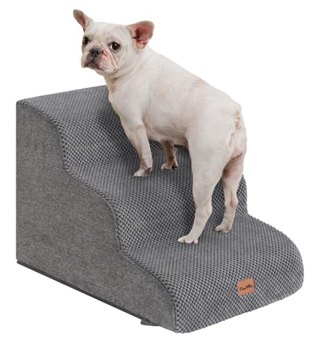 Made4Pets Hundetreppenrampe für kleine Hunde, 3-stufige Hundetreppe für Bett, Couch, Sofa und Stuhl, 35D Schaumstoff Haustiertreppe für kleine Hunde und Katzen, rutschfeste Unterseite Haustiertreppe, von MADE 4 PETS