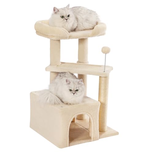 Made4Pets Katzenbaum, Teppich-Katzenturm, Grau für Indoor-Katzen, niedliches Holz-Kitty-Condo mit Kratzbaum und Pad, 73,7 cm, mehrstöckig, modernes Aktivitäts-Klettermöbel für kleine und mittelgroße Made4Pets Katzenbaum, Teppich-Katzenturm, Grau für Indoor-Katzen, niedliches Holz-Kitty-Condo mit Kratzbaum und Pad, 73,7 cm, mehrstöckig, modernes Aktivitäts-Klettermöbel für kleine und mittelgroße von MADE 4 PETS