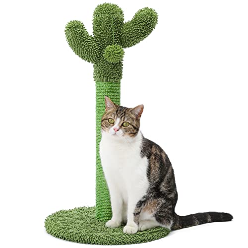 Made4Pets Kratzbaum, Kaktus Katzenkratzbaum Kätzchen Kratzbaum mit Natursisalseil für Innen Katzen Krallenkratzer, Vertikal Grün Katzenbaum mit Baumelnden Bällen für Kleine Katzen Kätzchen von MADE 4 PETS