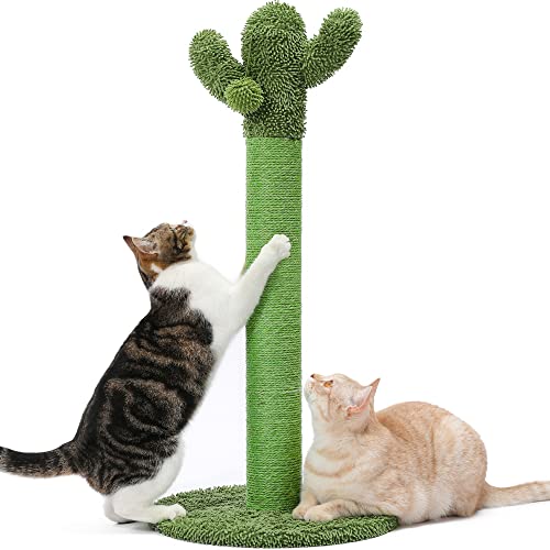 Made4Pets 86,4 cm hoher Katzenkratzbaum, Kaktus-Katzenkratzbaum für Indoor-Katzen, Erwachsene, Krallenkratzer mit Sisalseil, vertikaler grüner Katzenbaum mit baumelndem Ball für Kätzchen, groß von MADE 4 PETS