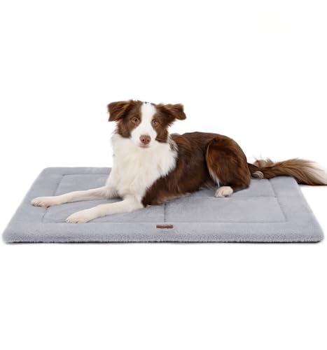 Made4Pets Wendbare Hundebett-Matte, Schaumstoff-Hundematte für Käfige, maschinenwaschbar, Hundekäfigunterlage für drinnen und draußen, feste Unterstützung für kleine, mittelgroße und große Hunde, Grau von MADE 4 PETS