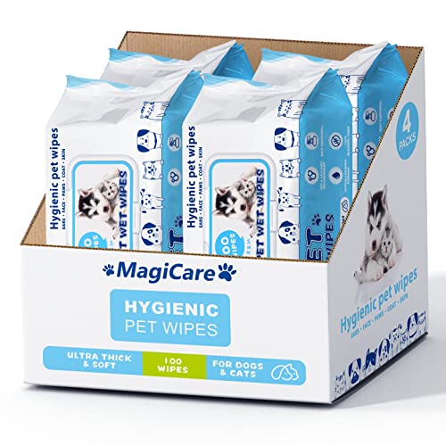 MAGICARE Pet Wipes,4x100 Stück Hundetücher,20.3x20.3 cm geruchlose Hundepfoten-Reinigungstücher für Körper, Ohren,Ultra dick & weich mit hypoallergener Formel,Ideale Haustiertücher für Hunde & Katzen MAGICARE Pet Wipes,4x100 Stück Hundetücher,20.3x20.3 cm geruchlose Hundepfoten-Reinigungstücher für Körper, Ohren,Ultra dick & weich mit hypoallergener Formel,Ideale Haustiertücher für Hunde & Katzen von MAGICARE