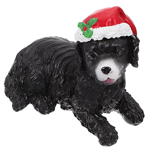 MAGICLULU 1 Stück Weihnachtsmütze Hund Ornament Weihnachtsbaum Hündchen-Ornament Welpe Weihnachtsschmuck Spaniel Dackel Pudel Heiser Haustier-weihnachtsmütze Hundesachen Harz Black von MAGICLULU