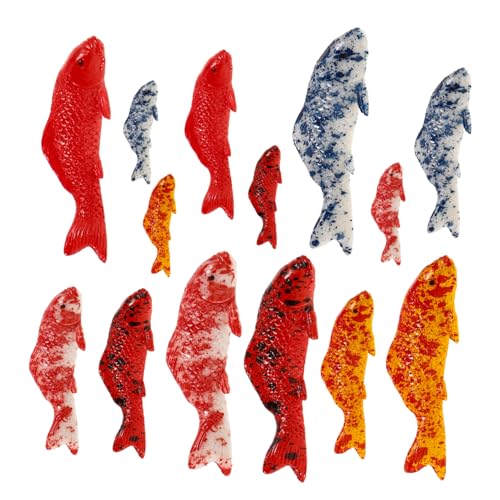 MAGICLULU 15stücke Teiliges Von Miniatur Fischfiguren Echtes Koi-dekor Für Aquarien Miniaturgärten Robuste Resin-statuen Für Kreative Dekorationen in Haus Und Garten von MAGICLULU