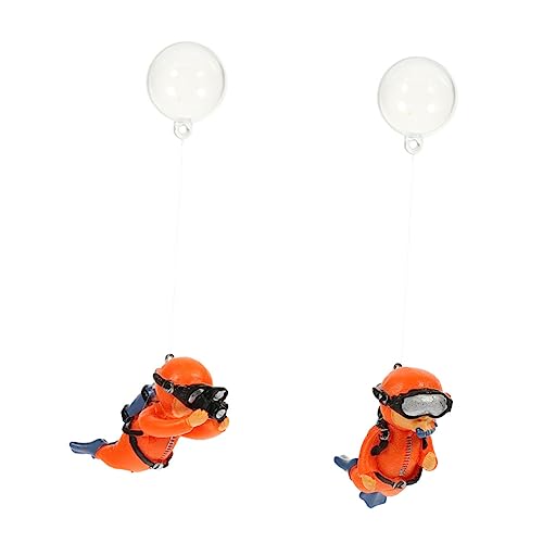 MAGICLULU 2 Stück Dekorative Taucher Figur für Aquarium Schwimmende Ornamente Orange Realistische Unterwasser Dekoration für Aquarien und Fischbehälter für und Wohnraumgestaltung von MAGICLULU