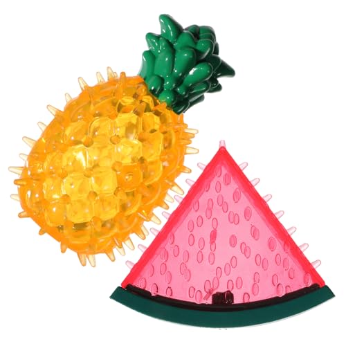 MAGICLULU 2 Stück Teiliges Hundekauspielzeug aus Langlebigem Beißfestem Material Kühlendes Eiswürfel Design Ananas und Wassermelonenform Gefrierbar für Zahnreinigung und Stressabbau bei von MAGICLULU