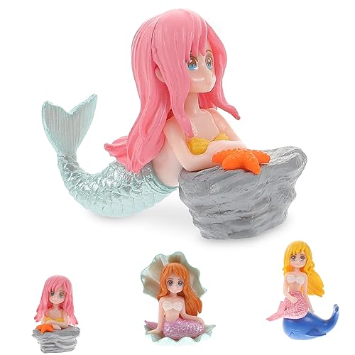 MAGICLULU 3 Stück Teiliges Meerjungfrau Figuren Wunderschöne Aquarium für Desktop Widerstandsfähig Kreative Dekoration für Zuhause und Büro für Aquarienlandschaften und Partys von MAGICLULU