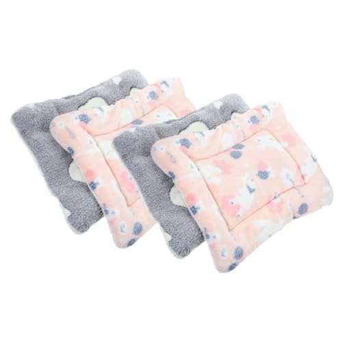 MAGICLULU 4 Stück Winterkatzenmatte Kaninchen-schlafmatte Kätzchen-flanellkissen Gemütliches Igelbett Künstliche Zwingerunterlage Hundekistenkissen Polsterbett Für Zwinger Mat Hamster Stoff von MAGICLULU