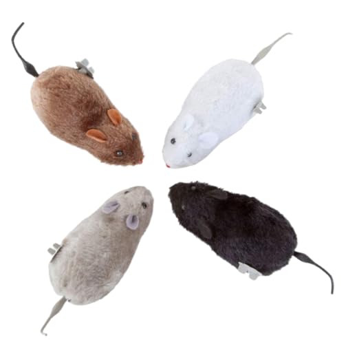 MAGICLULU 4Stücke Flusenmausspielzeug Für Katzen Realistische Aufziehspielzeuge Zur Verbesserung Der Koordination Und Vorstellungskraft Für Drinnen Und Draußen von MAGICLULU
