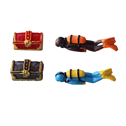 MAGICLULU 4stücke Teiliges Set Von Taucher-Modellen Mit Schatzkisten Resin-Dekoration Für Aquarien Kreatives Landschaftshandwerk Robuste Handwerkskunst Für Fischbecken Und von MAGICLULU