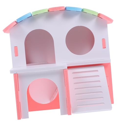 MAGICLULU Hamster häuschen Hamster Spielzeug Schlafkabine für Mäusekäfig-Spielhütte hamger Lebewesen Hamster verstecken für Hamster Goldener Bär Zubehör Holzhaus Hamsterhaus PVC von MAGICLULU