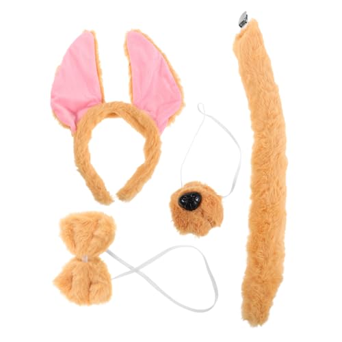 MAGICLULU Hunde Ohren Haarreif Set mit Biegsamen Ohren Plüsch Nase Fliege und Vielseitiges Tierkostüm Zubehör für Erwachsene Geeignet für Geburtstag Karneval und Halloween von MAGICLULU