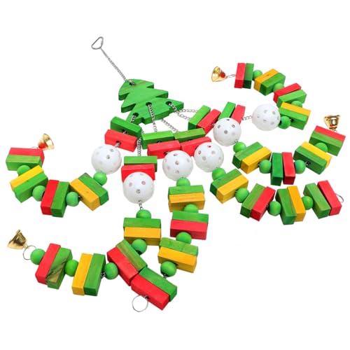 MAGICLULU Papagei Kauspielzeug Zähneknirschendes Spielzeug Für Weihnachtsbaumförmiges Papageienspielzeug Urlaubsvogelgenuss Weihnachtsbaum-Vogel-Spielzeug Spielzeug Zum Hölzern Zubehör Vögel von MAGICLULU