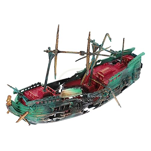 MAGICLULU Schiffswrack Aquarium-deko Aus Harz Authentisches Schiffswrack Ornament Für Fischkästen Umweltfreundliche Dekoration Und Versteckmöglichkeiten Für Fische Und Tiere von MAGICLULU