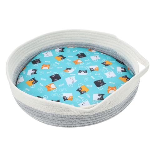 MAGICLULU Gewebter Katzenbettkorb Baumwollkissen Rundes Haustiernest Für Hunde Und Katzen Bequemes Haustiernest Katzenbett Schlafbett Katzenbedarf MAGICLULU Gewebter Katzenbettkorb Baumwollkissen Rundes Haustiernest Für Hunde Und Katzen Bequemes Haustiernest Katzenbett Schlafbett Katzenbedarf von MAGICLULU