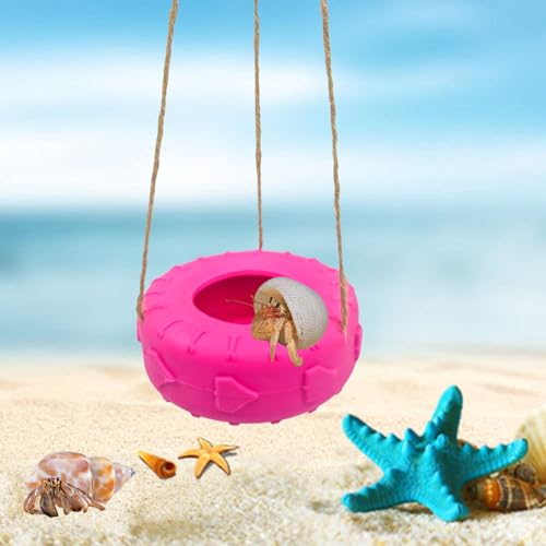 MAGNEECH Colours Einsiedlerkrabben-Reifenschaukeln, Saugnapf-Haken, Kletterspielzeug, Einsiedlerkrebster-Terrarium-Zubehör – ein Muss für jeden Reptilien-Amphibien, kleine Wassertier-Liebhaber (Rosa) von MAGNEECH