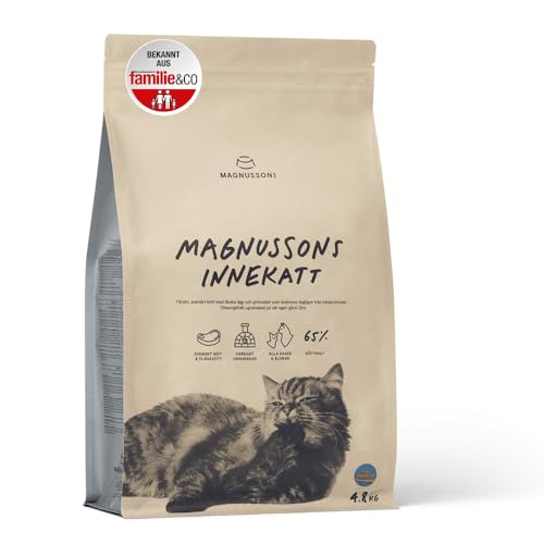 MAGNUSSONs Innekatt | Katzentrockenfutter für Erwachsene Hauskatzen mit geringem Energiebedarf | 65% Fleischanteil | Ofengebacken… (4,8 kg) von MAGNUSSONs