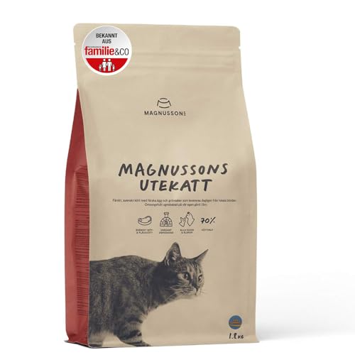 MAGNUSSONs Utekatt (1 x 1,8 kg) | Katzentrockenfutter für Kätzchen im Wachstum oder aktive Freigänger mit hohem Energiebedarf | 70% Fleischanteil | Ofengebacken von MAGNUSSONs