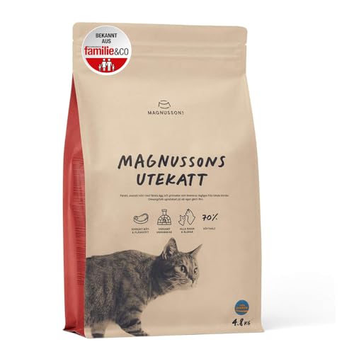 MAGNUSSONs Utekatt (1 x 4,8 kg) | Katzentrockenfutter für Kätzchen im Wachstum oder aktive Freigänger mit hohem Energiebedarf | 70% Fleischanteil | Ofengebacken von MAGNUSSONs