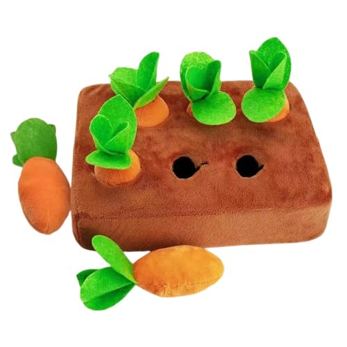 MAIDONG Interaktives Hunde-Karotten-Plüschspielzeug,Hunde-Karotten-Plüschspielzeug | Süßes Karottenerntespielzeug - 2-in-1 rutschfeste Nasenarbeit-Futterspiele, interaktives Hundespielzeug, von MAIDONG