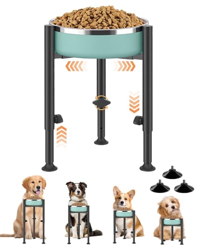 MAIJIAJU Erhöhter Hundenapf mit Tablett, 4 Höhenverstellbar 15-26cm Breit Hundenapfständer Metall Wassernapf Futternapf Rutschfest Futterstation Futternapf für Kleine Mittlere Große Hunde(Nur Ständer) von MAIJIAJU