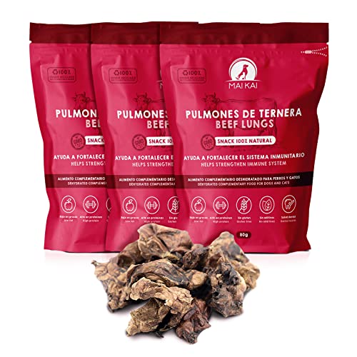 MAIKAI Rinderstrossen für Hunde Getrocknet 3er Pack x 80 g - Hundeleckerlis - 100% Natürliche Snacks - Barf-Diät - Leckerlis für Welpen - Gesunde Welpenleckerlis von MAIKAI