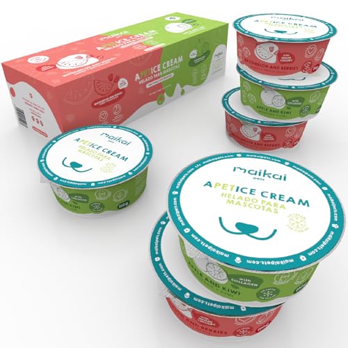 MAIKAI Hundeeis und Katzeneis mit Kollagen und Inulin - Erfrischendes und feuchtigkeitsspendendes Ergänzungsfuttermittel - Laktosefreie Trockenfrüchte - Mit Collagen und Probiotika MAIKAI Hundeeis und Katzeneis mit Kollagen und Inulin - Erfrischendes und feuchtigkeitsspendendes Ergänzungsfuttermittel - Laktosefreie Trockenfrüchte - Mit Collagen und Probiotika von MAIKAI