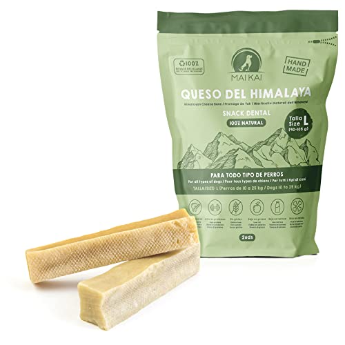 MAIKAI® Kauknochen für Hunde - Käse - Hartkäse aus Yakmilch - Langlebiger Kaustab - Hundeleckerli - Kauartikel zur Zahnpflege (L (2er Pack)) von MAIKAI