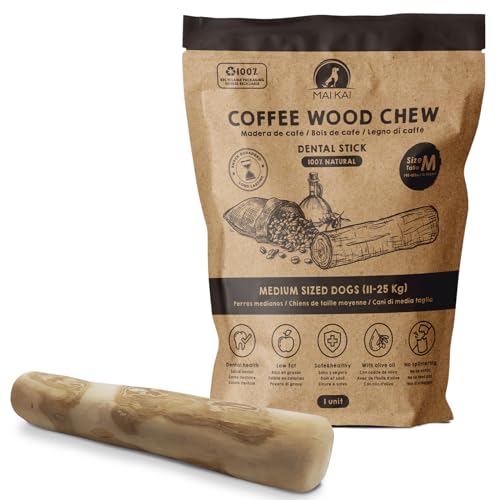MAIKAI Natürliches Kaffeeholz für Hunde I Holzknochen - Kaustange -Kauknochen - Zahnpflege (M (1er Pack)) von MAIKAI