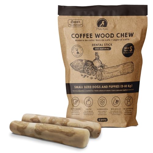 MAIKAI Kaffeholz für Hunde S 2 Stück - Natürliches Hundespielzeug - Die Alternative zu Kauknochen - Ideal für Kleine Rassen bis 10 kg - Kauspielzeug - Hilft beim Stressabbau - Beseitigt Zahnstein von MAIKAI