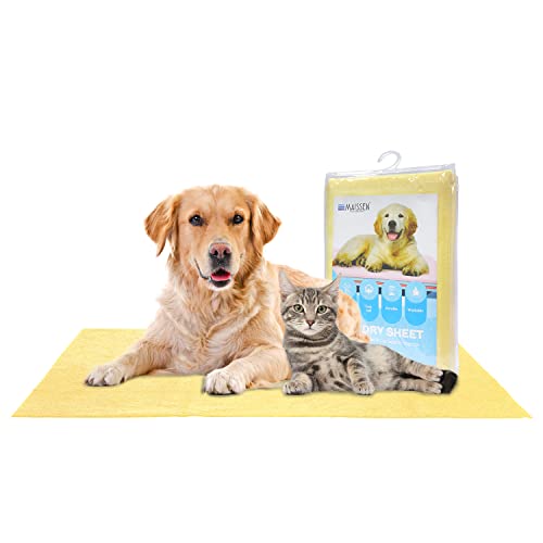 MAISSEN Waterproof Reusable Washable Pee Pads & Hygienic Pet Dry Sheet for Dogs, Cats, and All Pets - Yellow, Medium (100 cm x 70 cm) von MAISSEN