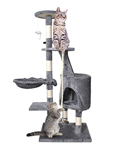 Katzenkratzbaum 118cm Kletterbaum Stabil für Katzen Klettergerüst 7935, Farbe:Grau von MALATEC