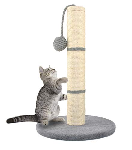 Kratzbaum ökologisch Kratzsäule für Katzen, freistehend, Kratzstange mit Sisalstamm & Spielball, in 4 Farben Höhe 45 cm 7931, Farbe:Schwarz von MALATEC