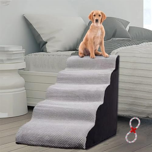 MALOROY 5 Etagen 63,5 cm hochdichte Schaumstoff-Hunderampen/Stufen für alte Hunde und verletzte Hunde, Kätzchen und Welpen, Schwamm-Haustiertreppe/Leiter für Hochbett/Couch/Fensterbank, grau MALOROY 5 Etagen 63,5 cm hochdichte Schaumstoff-Hunderampen/Stufen für alte Hunde und verletzte Hunde, Kätzchen und Welpen, Schwamm-Haustiertreppe/Leiter für Hochbett/Couch/Fensterbank, grau von MALOROY