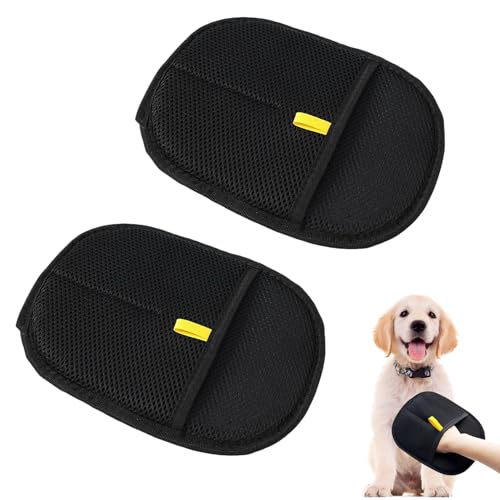 2 Stück Fellpflegehandschuh,Antistatische Handschuhe Wiederverwendbare,Fellpflege Handschuhe,Versatile Static 24x18.5cm,Grooming Gloves Haustiere,Removal Gloves Deshedding für Cats und Dogs Pet Hair von MALOUSUN